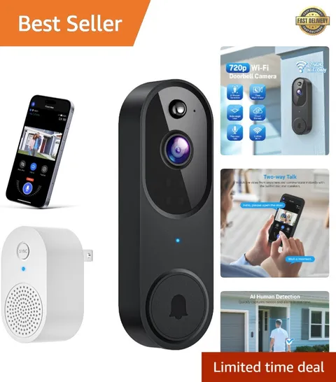 1080p Wireless Doorbell Camera with AI Detection & App Control for Home Security