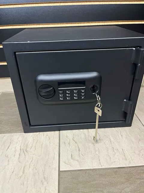 Black Metal Digital Safe w/ Electronic Keypad Lock & Emergency Override Key