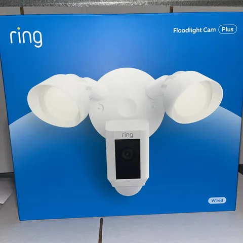 Ring Floodlight Cam Plus Surveillance Camera  Outdoor Wired 1080p - White NEW