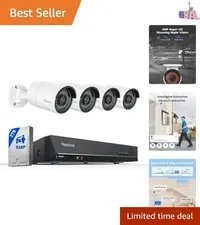 8CH 5MP Security Camera System, 4pcs Wired PoE Cameras for Home Security Outd...