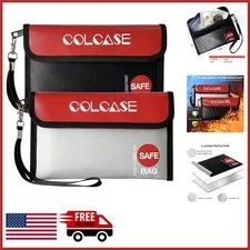 Fireproof and Waterproof Cash Bag 2 Pack with Zipper for Important Items