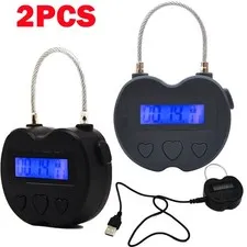 2PC Black Time Lock LCD Display Time Lock Multifunction Travel Electronic Timer
