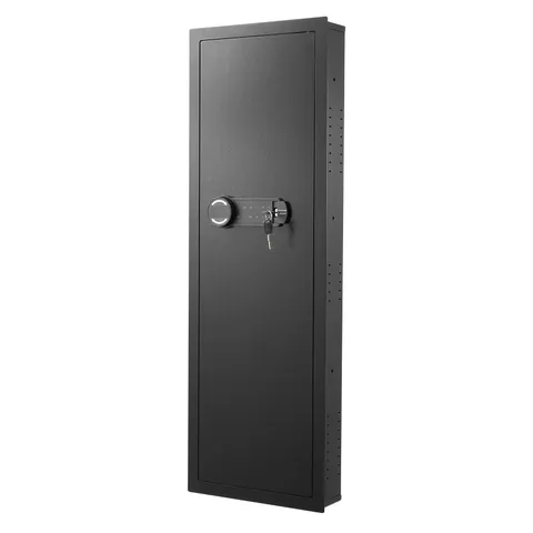 Uimoso 4-Tier Wall Gun Cabinet with Lock, LED Light & Adjustable Shelves
