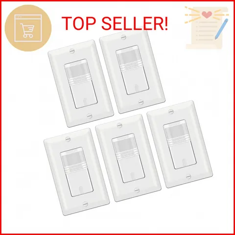 BESTTEN 5 Pack Motion Sensor Light Switch, PIR Vacancy & Occupancy, 800W 1/6 HP,