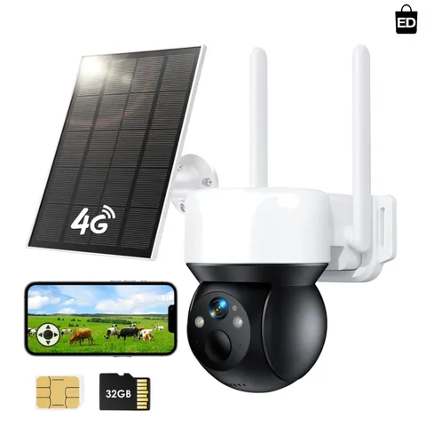 Camara De Seguridad Solar 360 Para Casa Exterior 2.4G WiFi Con Audio y Micrófono