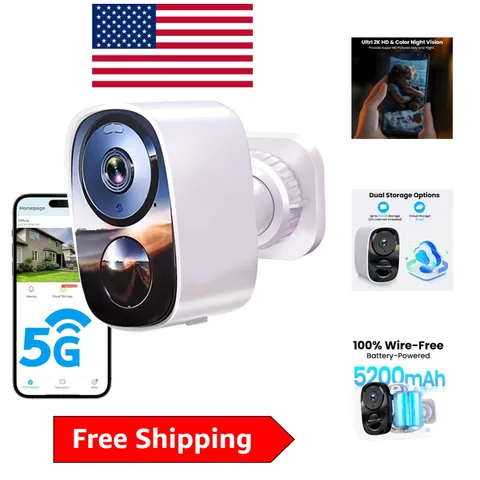 Upgraded 2K Outdoor Security Camera with Night Vision & 1-6  Battery Life
