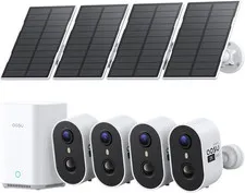 Solar Security Cameras Wireless Outdoor Home System, True 2K HD, Cross-Camera Tr