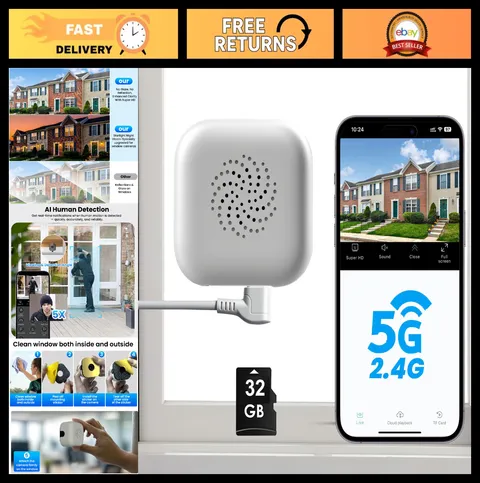 2K Indoor Security Camera with 32GB Card, WiFi, Night Vision, Motion Detection,