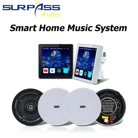 4 Inch 25W WiFi Bluetooth  Wall Amplifier Android 10.0 System Smart Alexa Music 
