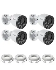 ZOSI 4PK 4MP Add-on Camera with Ethernet Cables,Outdoor POE-4Cam, White