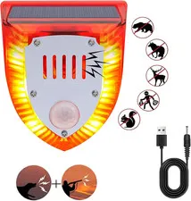Solar Outdoor Motion Sensor Alarm: 129Db Dog Barking & Gunshot Sound,Loud Motion