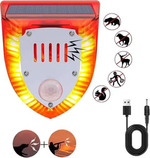 Solar Outdoor Motion Sensor Alarm: 129Db Dog Barking & Gunshot Sound,Loud Motion