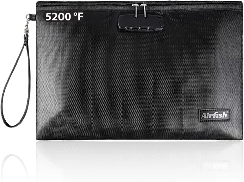 Fireproof Document Bag with Lock, Waterproof Storage Pouch 14.2" x 10