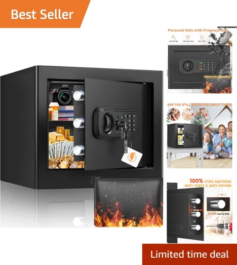 Durable 12-Gauge Steel Safe Box with Combination Lock and Emergency Keys - 9.84"