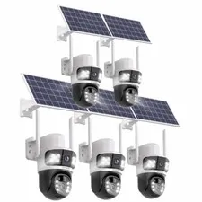 5PCS WIFI Solar Outdoor 4MP Wireless Security Camera 2-Way Audio Dual-Lens