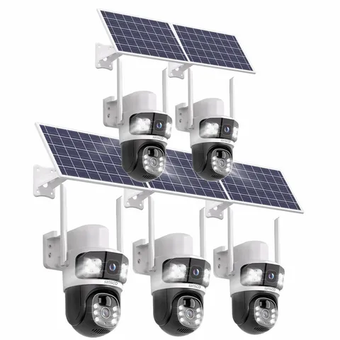 5PCS WIFI Solar Outdoor 4MP Wireless Security Camera 2-Way Audio Dual-Lens