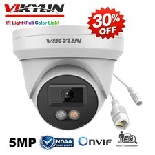 Vikylin 5MP POE Camera Onvif Full Color IR Audio Outdoor Indoor Wired Dual Light