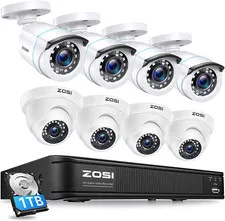 ZOSI H.265+ 8CH 5MP Lite DVR 1080P  Security Camera System Motion Detection 1TB