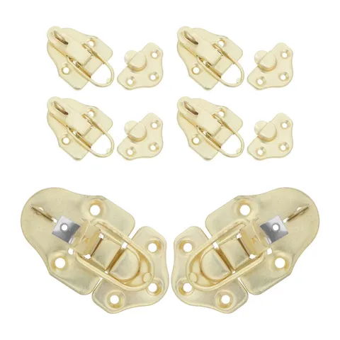 6Pcs Durable Golden Hasp Clasp Lock for Wood Box Toolbox Hardware Accessories