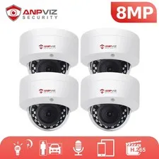 1-4X Anpviz 8MP 4K PoE IP Security Camera Human Vehicle Detection Mic IP66 ONVIF