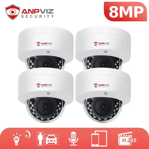1-4X Anpviz 8MP 4K PoE IP Security Camera Human Vehicle Detection Mic IP66 ONVIF