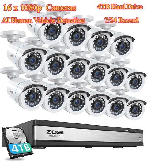 ZOSI 16CH H.256 DVR Security Camera System 1080P Outdoor Motion Detect 4TB HDD