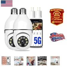 Advanced 2PCS Outdoor Light Bulb Security Cameras - 1080p, Motion Detection