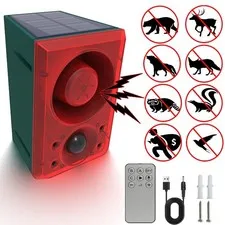 Solar Motion Sensor Alarm Outdoor - Dog Barking & Gunshot Sound, Support Reco...