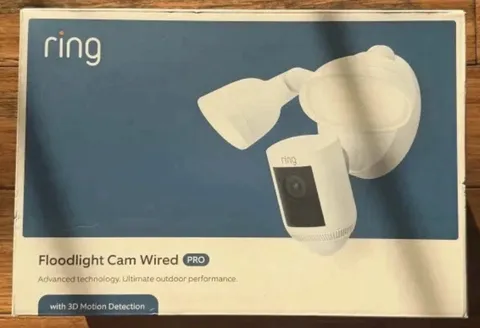 Ring Floodlight Cam Wired Plus Motion-Activated Camera 1080p White Brand New