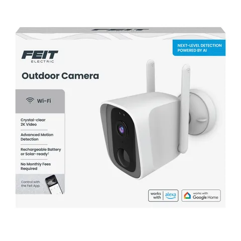 Feit Electric Smart Outdoor Wireless Security Camera, 2K HD Video, White