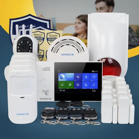HOMSECUR Touch Screen Home Security Alarm System Kit 9 Sensors CCTV Camera Siren