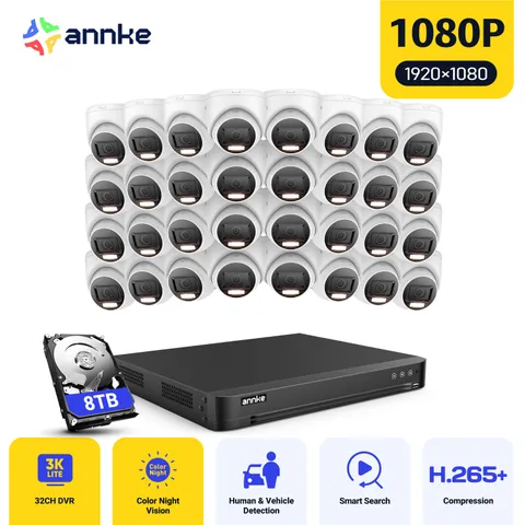 ANNKE 3K Lite 32CH DVR 1080P Video Security Camera System AI Color Night H.265+