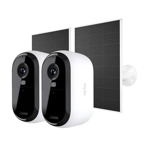 Arlo Essential Camera 2K (3Rd Gen), 2-Pack plus 2 Solar Panel Chargers