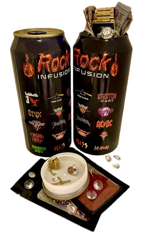 Diversion Safe Rock and Roll Stash Can Safe Smell Proof Bags Weighted AWESOME