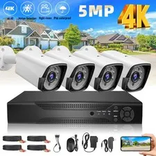 4 Camaras De Seguridad Home Exterior 1080P HD DVR 4CH Con Vision Nocturna CCTV