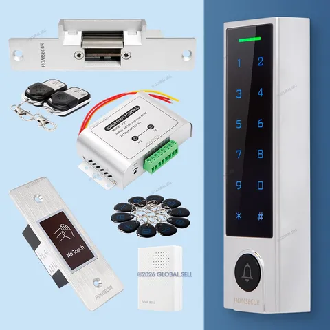 HOMSECUR Lobby Gate Door Access Control System & Doorbell Touchless Exit Button