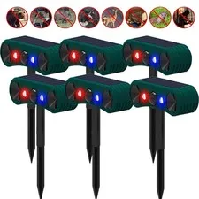 6PCS Solar Outdoor Motion Sensor Alarm 2*130db Ultrasonic Siren 4 Modes Flashing
