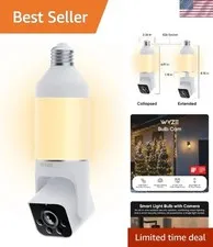 Bulb Cam Security Camera, 2K HD Outdoor Light Bulb Camera, Color Night Vision...