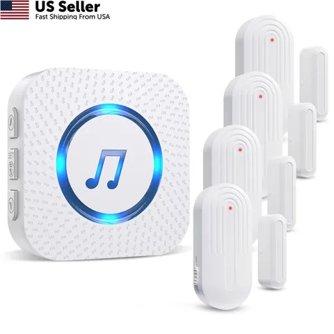 Sanjie Door 4 Sensors + 1 Receivers, 4 + 1 Receivers White