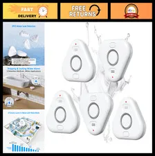 5 Pack Water Leak Detectors - Adjustable Audio Alarm 0-120dB, IP66 Sensor for Ho
