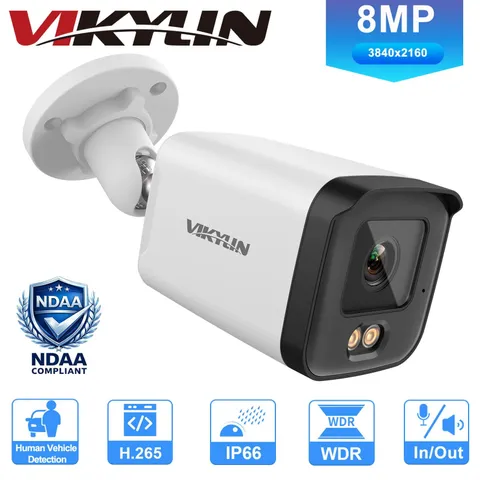 VIKYLIN 8MP PoE Security IP Camera Human Vehicle Detection Night Vision Outdoor