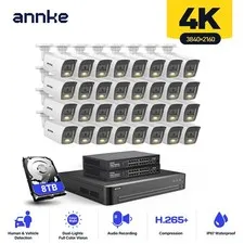 ANNKE 32CH 12MP NVR 4K Full Color POE Security Camera System 8MP Audio Recording