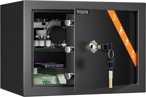 High Security Home Safe Box - 1.2 Cu Ft Steel Lock for Cash & Valuables