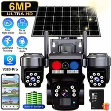 6MP Solar Security WiFi Camera Wireless Outdoor Night Vision Surveillance + Card