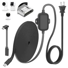 delilyn 25FT Outdoor Power Adapter for Compatible with Micro USB Port, Black