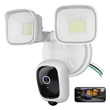 2K Hardwired Flood Light Camera, 3500LM Dual-Head Outdoor Security Camera wit...