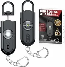 2PCS 130dB SOS Alarm Keychain Strobe Light Women