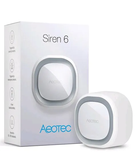 Aeotec Z-wave Siren 6 Indoor Security Alarm With Strobe Lights And Sounds