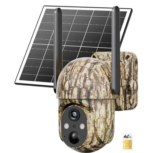 Two X2 SEHMUA 4G LTE Pan Tilt IP Security Camera HD Solar/Battery PIR Camo