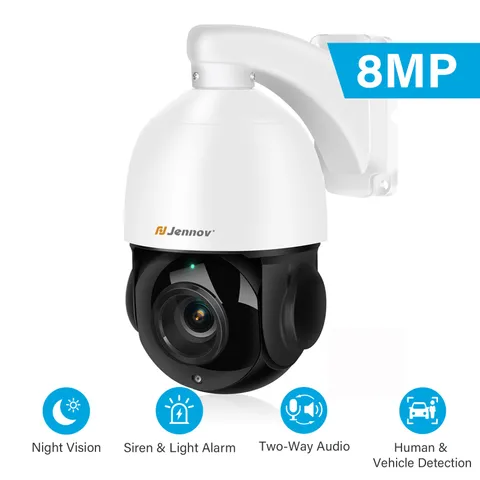 JENNOV 4K 8MP 30X Zoom PTZ 360° IP Camera POE Auto Tracking Outdoor CCTV